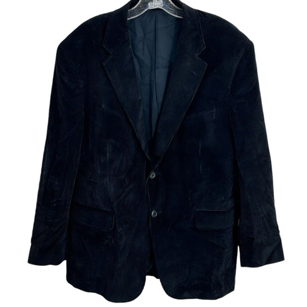 Stafford 42S Classic Fit CORDUROY w/ Elbow Patches Sport Coat Blazer  Blue Mens